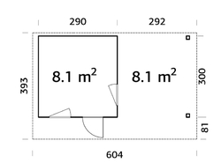 Zahradní domek MODERN LOOK GRACE 8,1+8,1 m2 290+292x300 cm tl.56 mm