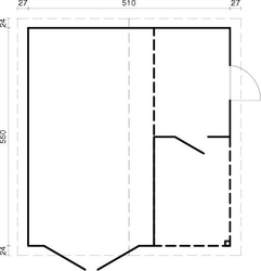 Garáž Roger 21,9 + 5,2 m2 - s dřevěnými dveřmi .