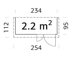 Zahradní domek - přístavek  Leif 2,2 m2 (234 x 95) tl.16 mm